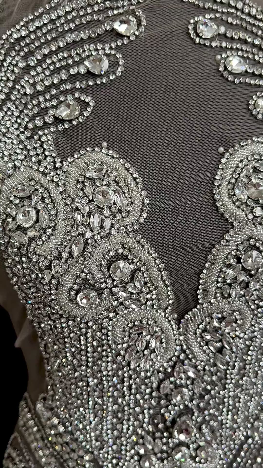 Tina Silver Rhinestones Bodice Applique