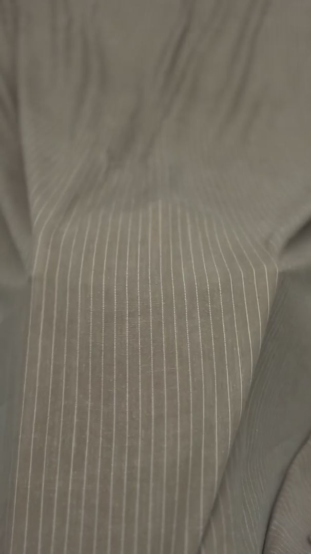 Tan Resort Pinstripe Linen Blend, Pinstripe Fabric, Resort Wear Fabric, Linen Rayon Blend, Striped Linen Fabric, Tailored Fabric, Lightweight Suiting Fabric, Breathable Linen Fabric