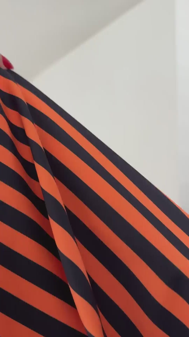 Orange 1-2 Inch Stripe Print Nylon Spandex, Halloween Spandex, Halloween Fabric, Spandex Fabric, Nylon Spandex, Stretch Fabric, 4 Way Stretch, Spooky Fabric