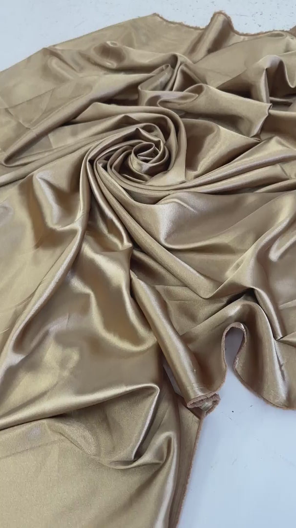 Deluxe Gold Stretch Crepe Back Satin, Gold Satin, Premium Stretch Crepe Back Satin, Satin for Bride, Satin for Women, Satin in Low Price, Cheap Satin, Satin on Sale
