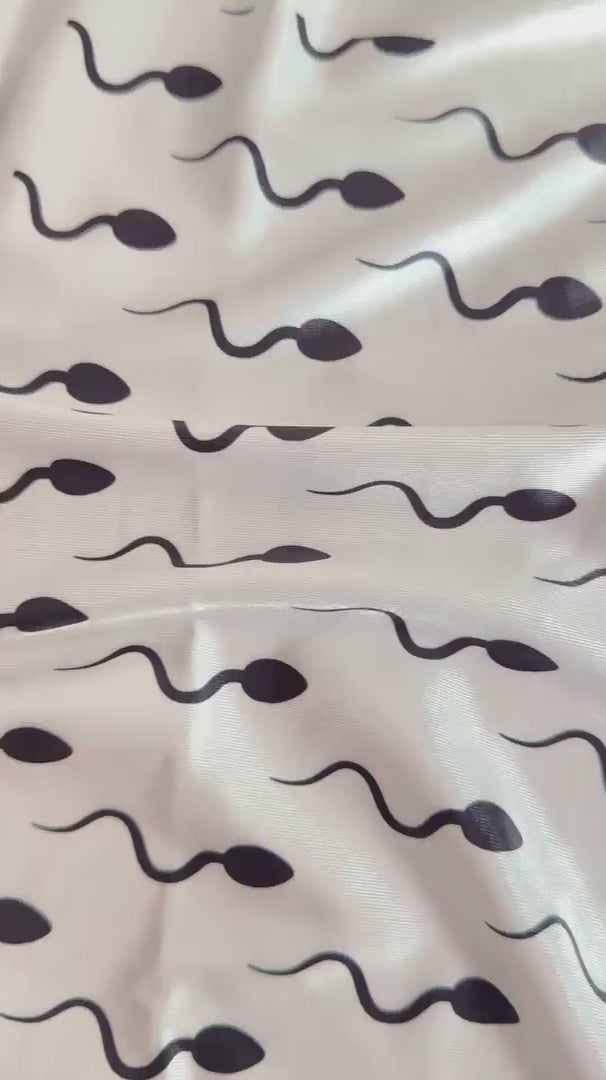 White Sperm Print Nylon Spandex, Nylon Spandex Print, Printed Spandex Fabric, Stretch Print Fabric, Printed Stretch Fabric, Spandex Print Fabric, Printed Fabric Stretch