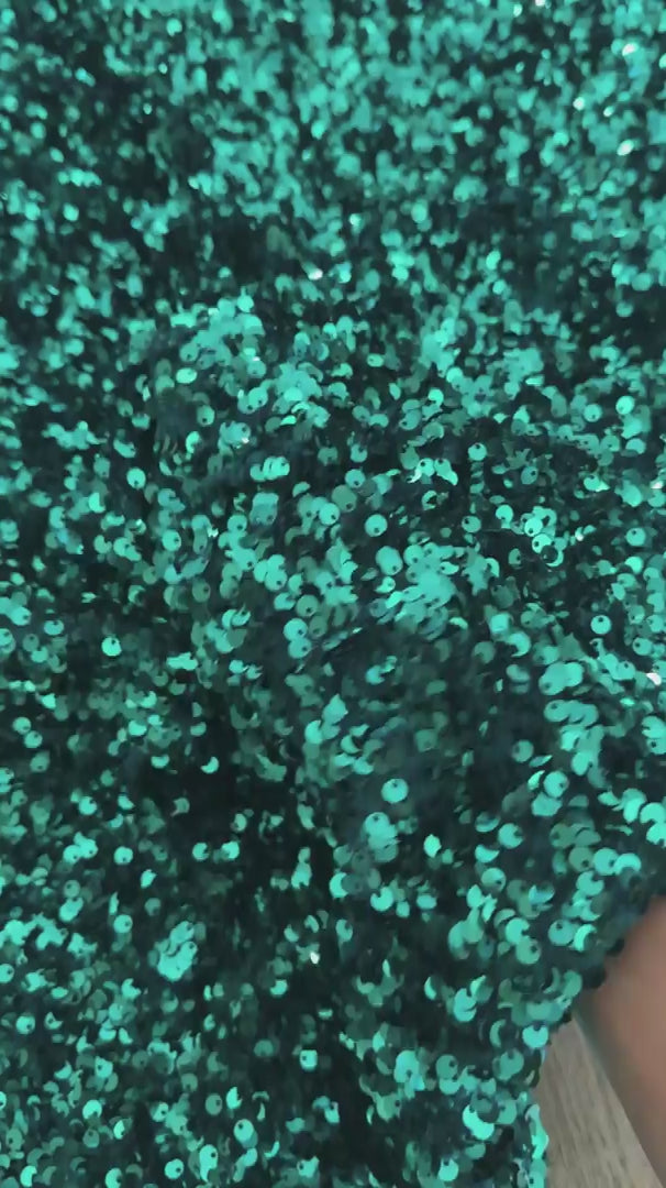 Teal Green Sequin on Velvet (Exclusive Color), Sequin on velvet, Sequin velvet for woman, Sequin velvet for bride, Sequin velvet on discount, Velvet fabric for dress