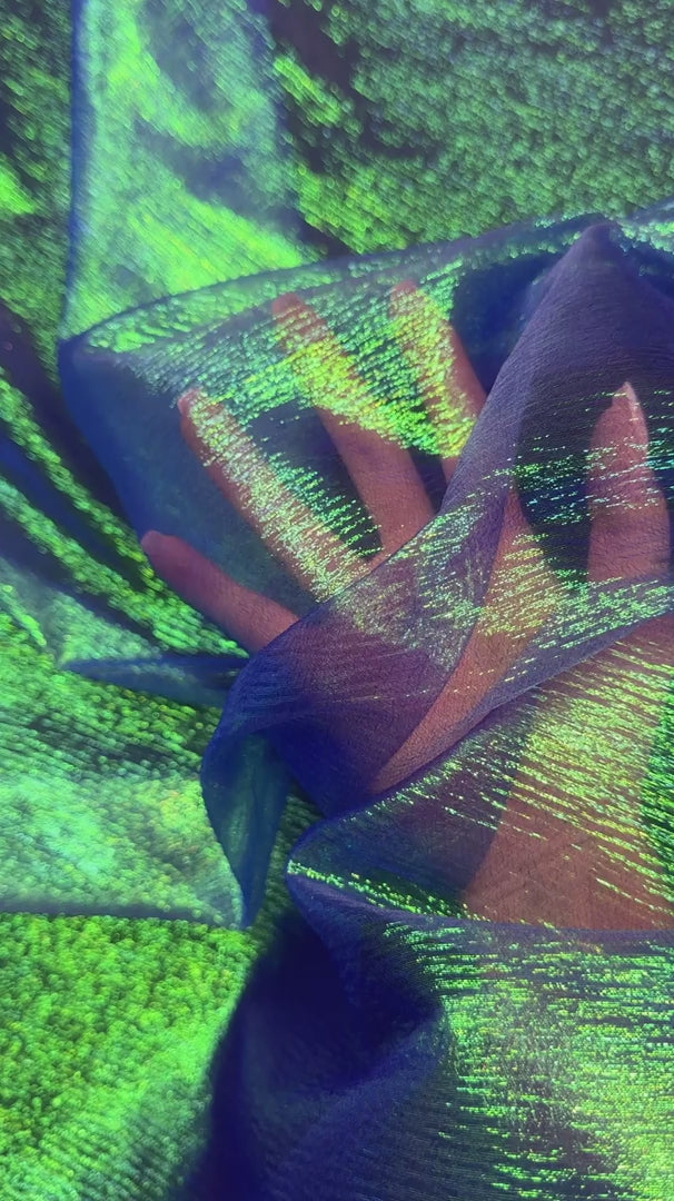 Blue Iridescent Crushed Organza