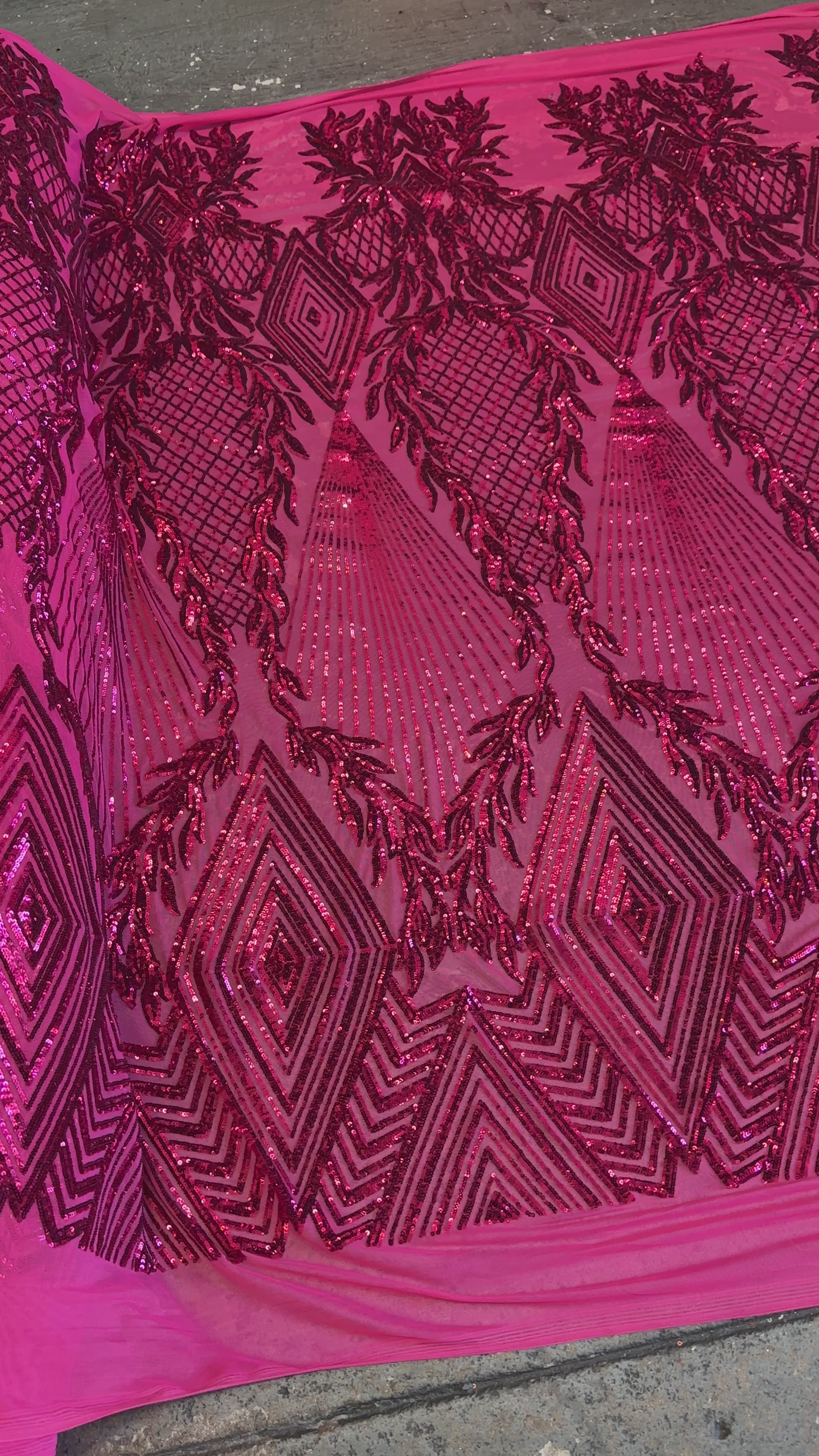 fuchsia Embroidered Curlicue Sequins on Mesh Lace, dark pink sequin on mesh, light pink sequin on mesh, sequin on mesh for woman, sequin on mesh for bride, sequin on mesh on sale, sequin on mesh on discount