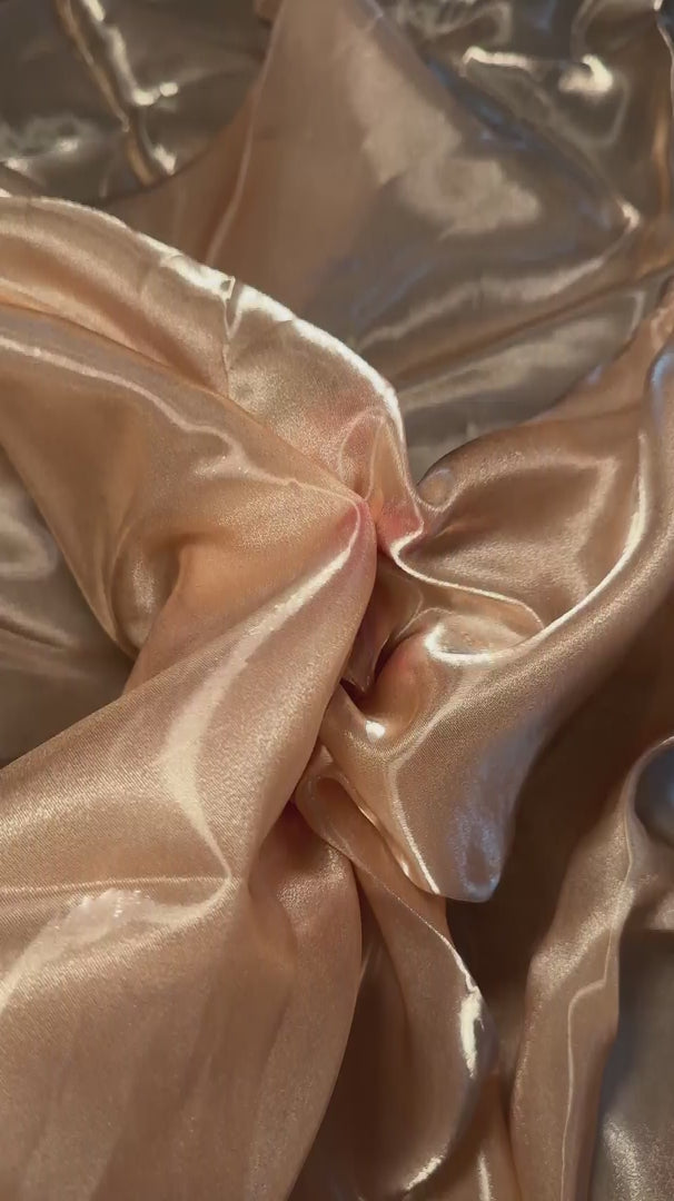 Caramel Gold Liquid Organza Fabric, Metallic Organza Fabric, Shiny Organza Cloth, Sheer Shimmer Organza, Glossy Organza Textile, Luxury Organza Fabric, Lightweight Shimmer Fabric