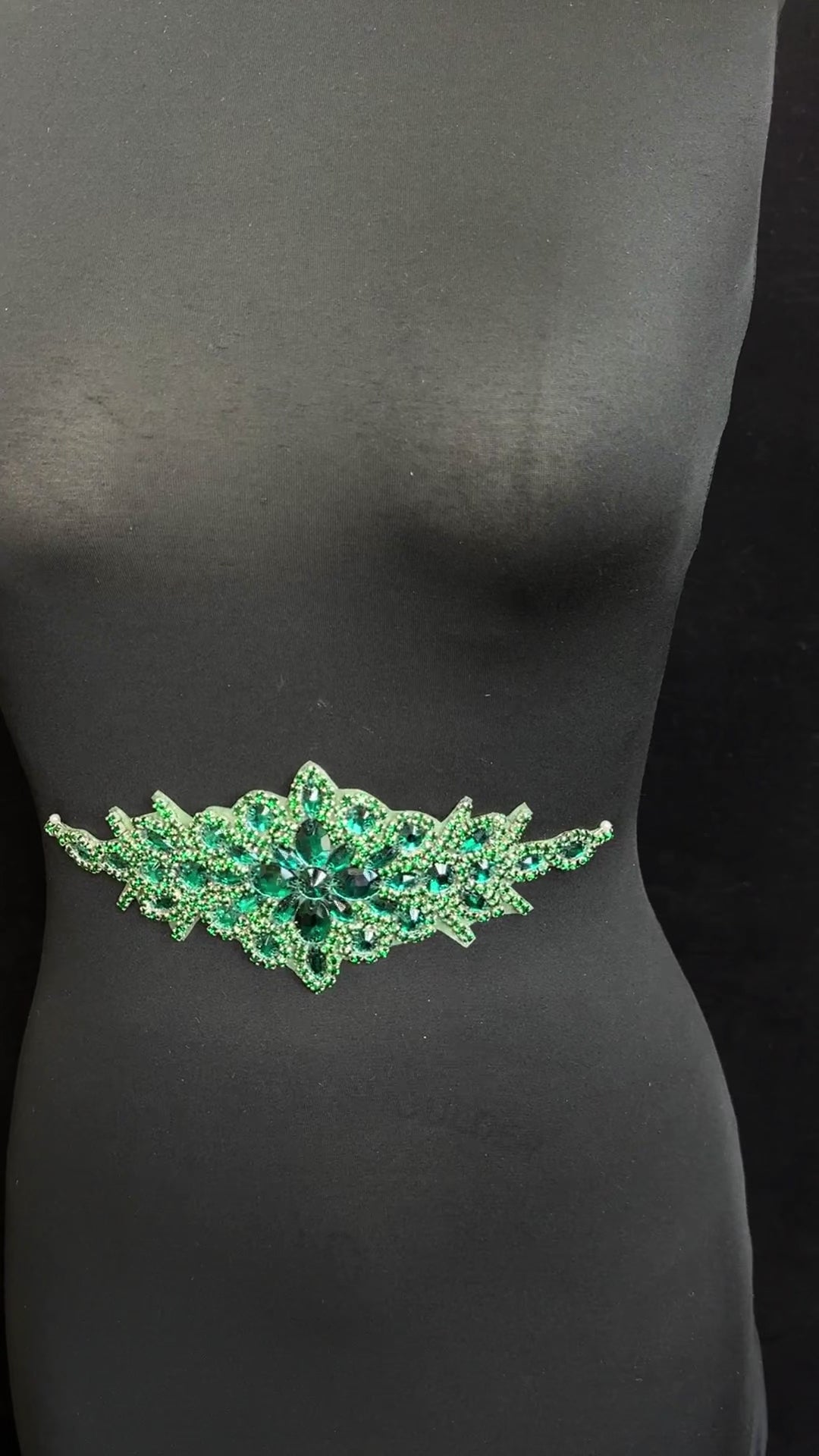 Asia Emerald Green Rhinestones Belt Applique, green Rhinestones Belt Applique, dark green Rhinestones Belt Applique, light green Rhinestones Belt Applique, neon green Rhinestones Belt Applique