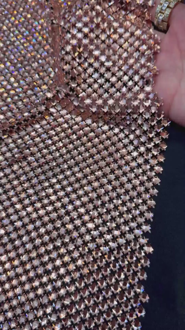 Blush Luxury Rhinestone Mesh, Rhinestone Mesh Fabric, Crystal Mesh Fabric, Beaded Mesh Fabric, Embellished Mesh Fabric, Sequin Mesh Fabric, Sparkle Mesh Fabric