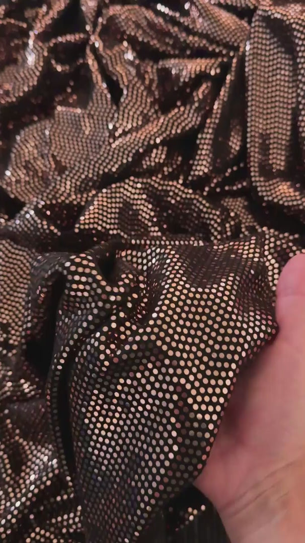 Rose Gold Sequin Mirror Foiled Spandex, Sequin Spandex, Sequin Lycra, Foil Spandex, Mirror Spandex, Mirror Fabric, Metallic Spandex, Metallic Fabric, Foil Fabric