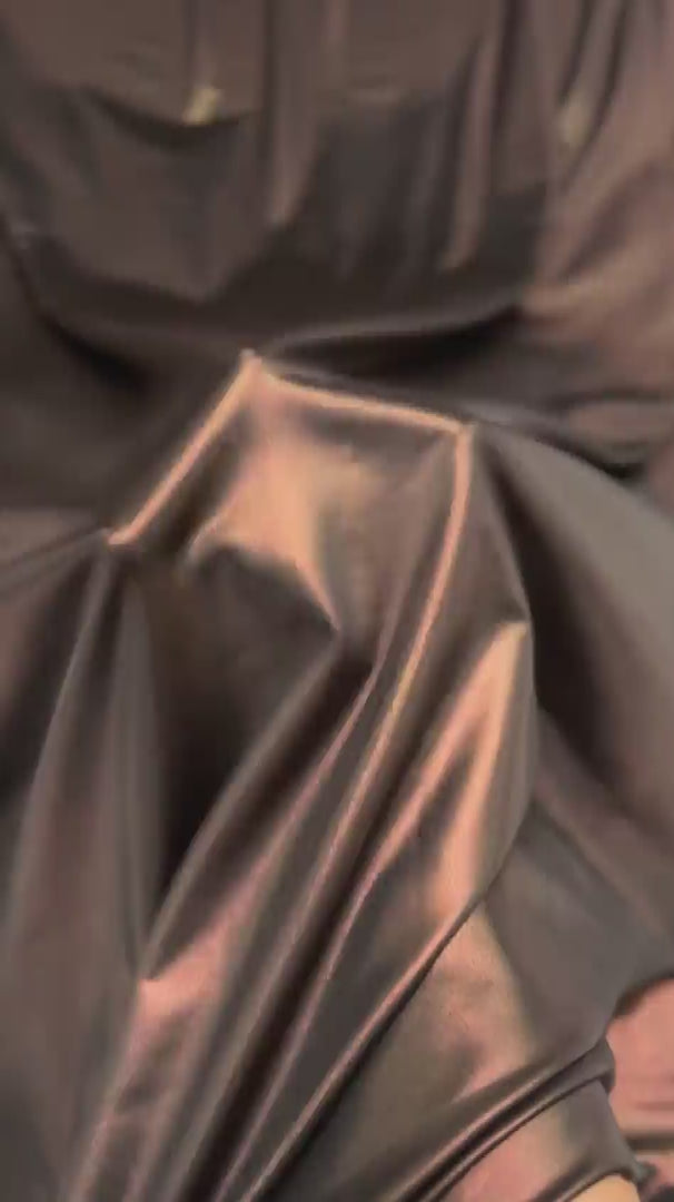 Brown Performance Foiled Spandex, Foiled Spandex Fabric, Metallic Spandex Fabric, Shiny Spandex Fabric, Foil Stretch Fabric, Stretch Foil Fabric, Holographic Spandex