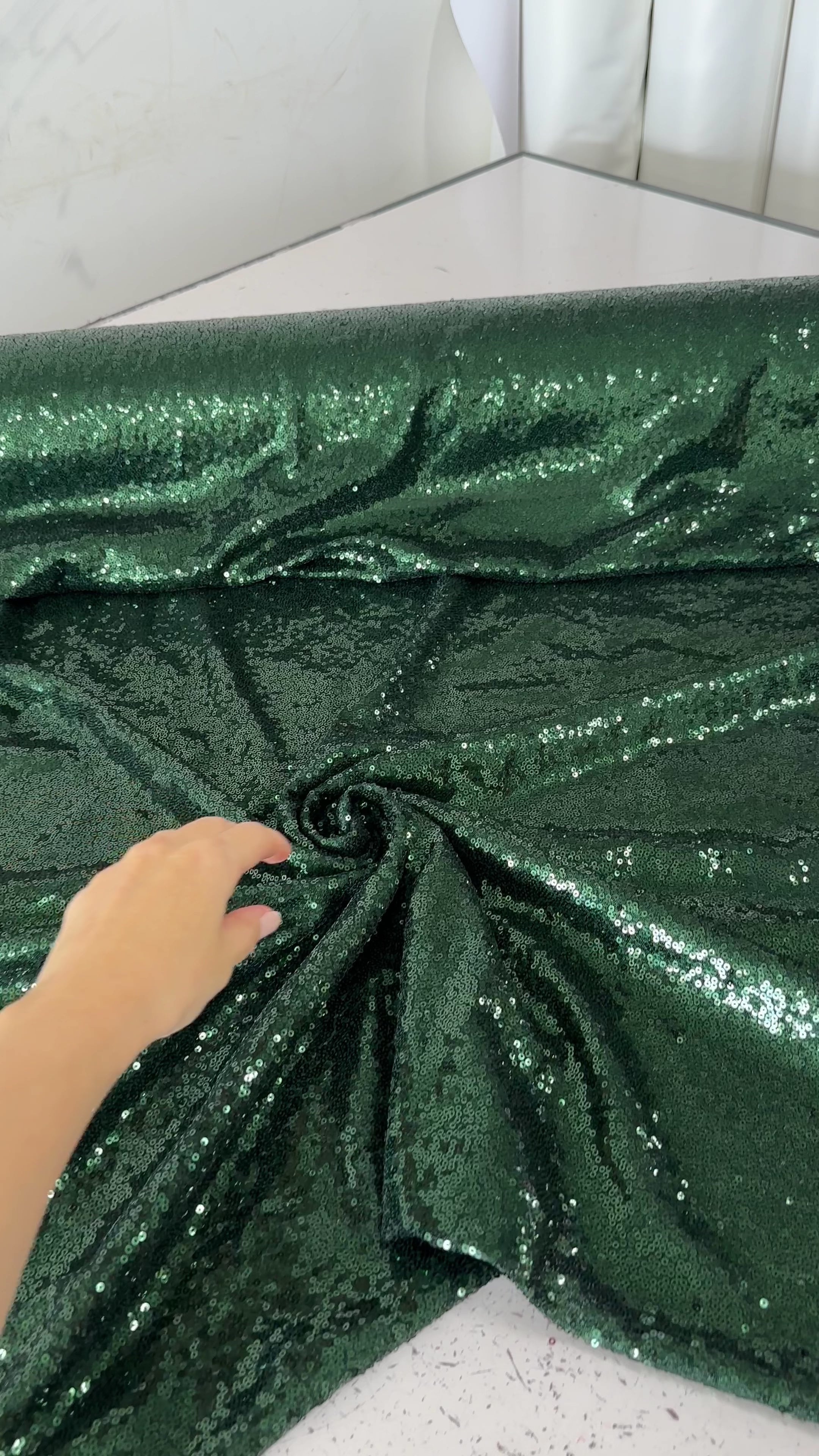 Hunter green sequins on mesh, light green sequins on mesh, green sequin on mesh, dark green sequin on mesh for woman, sequin on mesh for bride, sequin on mesh on discount, sequin on mesh on sale, premium sequin on mesh, kiki textile sequin on mesh, sequin on mesh for party wear