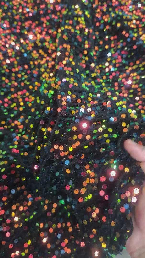 Multicolor Iridescent Sequins Velvet, Sequins Velvet, Stretch Sequin Mesh, Stretch Sequin velvet for woman, Stretch Sequin velvet for bride, Stretch Sequin velvet on discount, Stretch Sequin velvet online