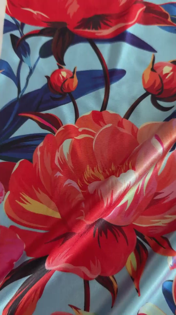 Garden Flowers Nylon Spandex, Nylon Spandex Print, Printed Spandex Fabric, Stretch Print Fabric, Printed Stretch Fabric, Spandex Print Fabric, Printed Fabric Stretch