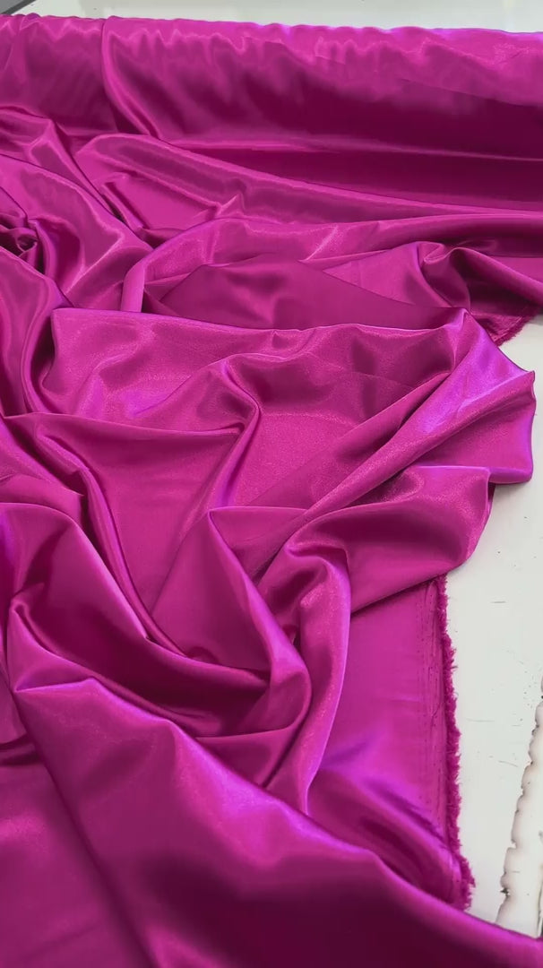Fuchsia Luxury Silky Satin, Luxury Silky Satin, Silky Satin, Premium Stretch Crepe Back Satin, Satin for Bride, Satin for Women, Satin in Low Price, Cheap Satin, Satin on Sale