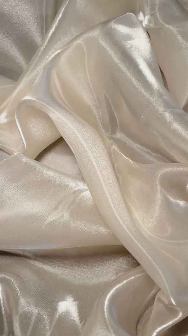 Ivory Liquid Shimmery Organza, Shiny Organza Cloth, Sheer Shimmer Organza, Glossy Organza Textile, Luxury Organza Fabric, Lightweight Shimmer Fabric
