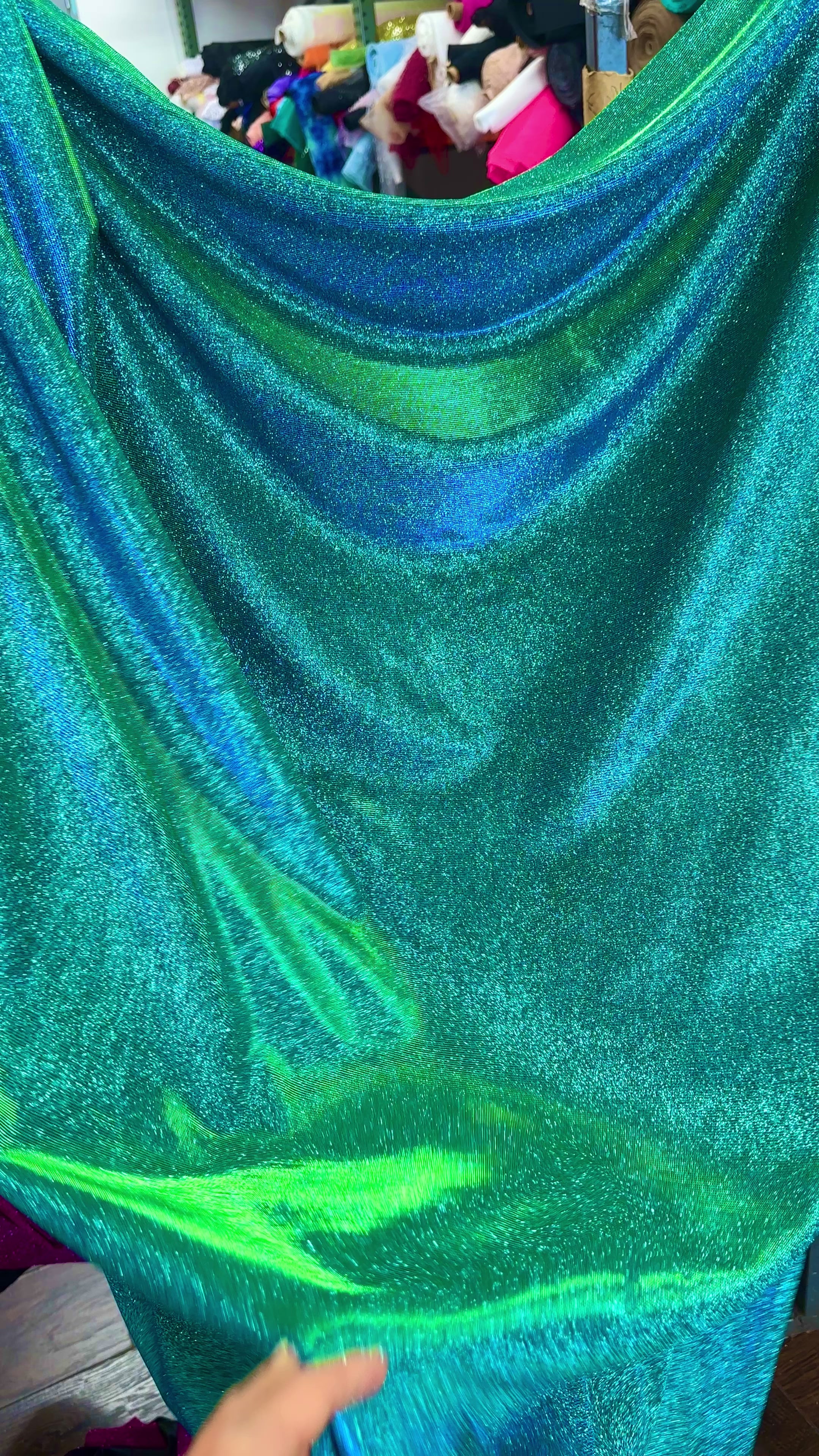 teal iridescent metallic lurex, teal blue lurex, teal green lurex fabric, lurex fabric by the yard, teal material, fabric store, luxury fabrics, cheap fabric, glittery fabric, sparkle fabric, glimmery fabric, shimmery fabric