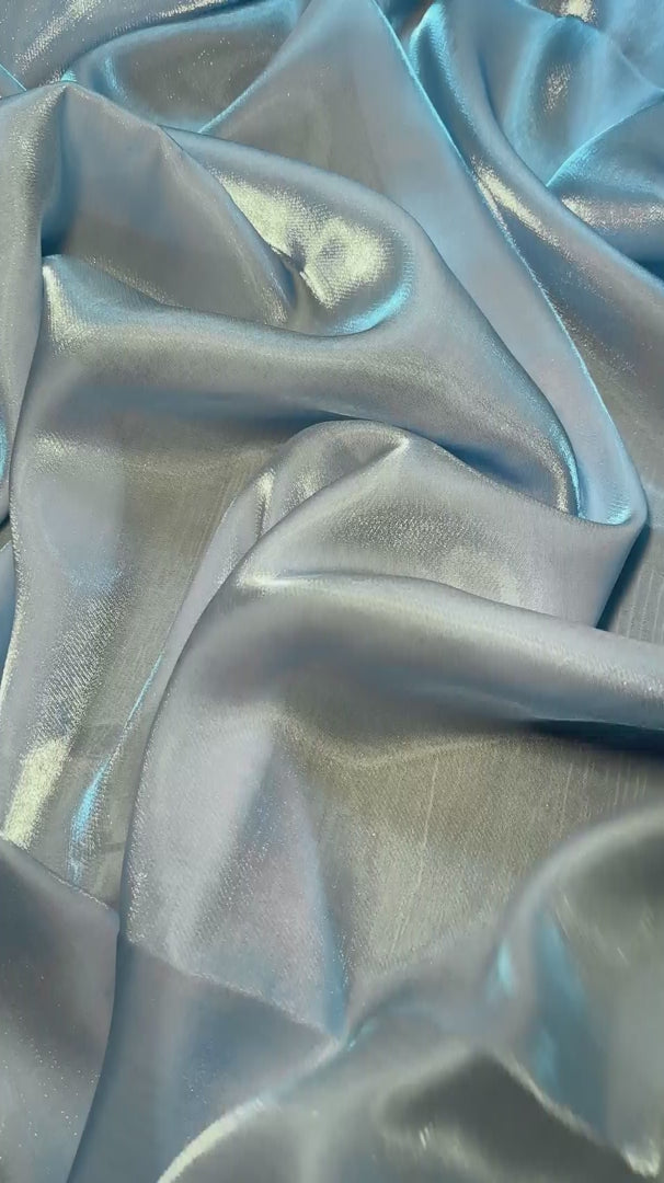 Baby Blue Water Liquid Shimmery Chiffon, Premium Glittery Chiffon, Wet Chiffon, Shimmery Chiffon, Fancy fabric, Luxurious liquid fabric, Chiffon for women
