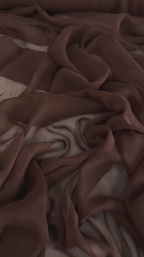 Chocolate Brown Italian Silk Chiffon, Silk Chiffon Fabric, Pure Silk Chiffon, Luxury Silk Fabric, Lightweight Silk Fabric, Sheer Silk Fabric, Designer Silk Fabric, High End Silk Fabric