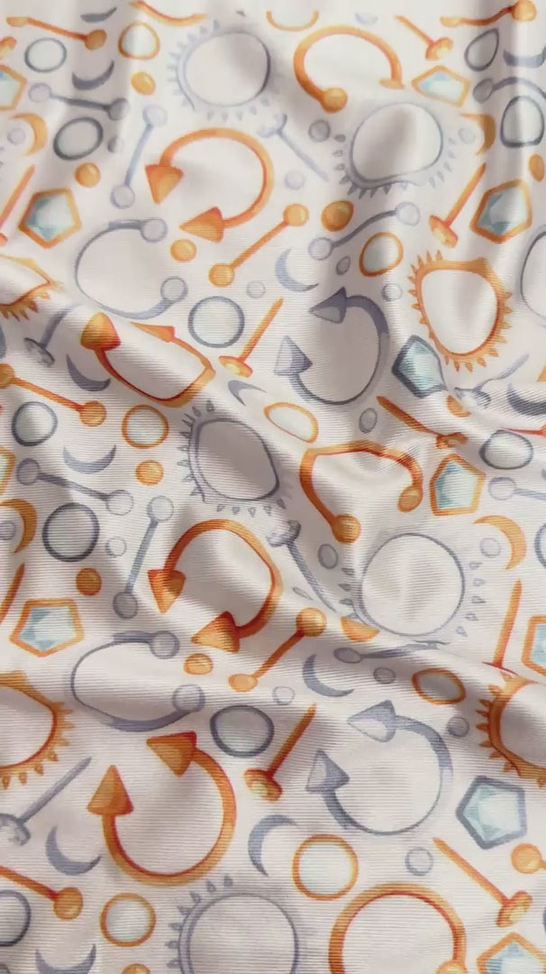 White Abstract Piercing Nylon Spandex, Kiki Sewing Store, Luxury Fabric, Cheap Fabric Store, Kiki Textiles, Textile by the Yard, Los Angeles Fabrics