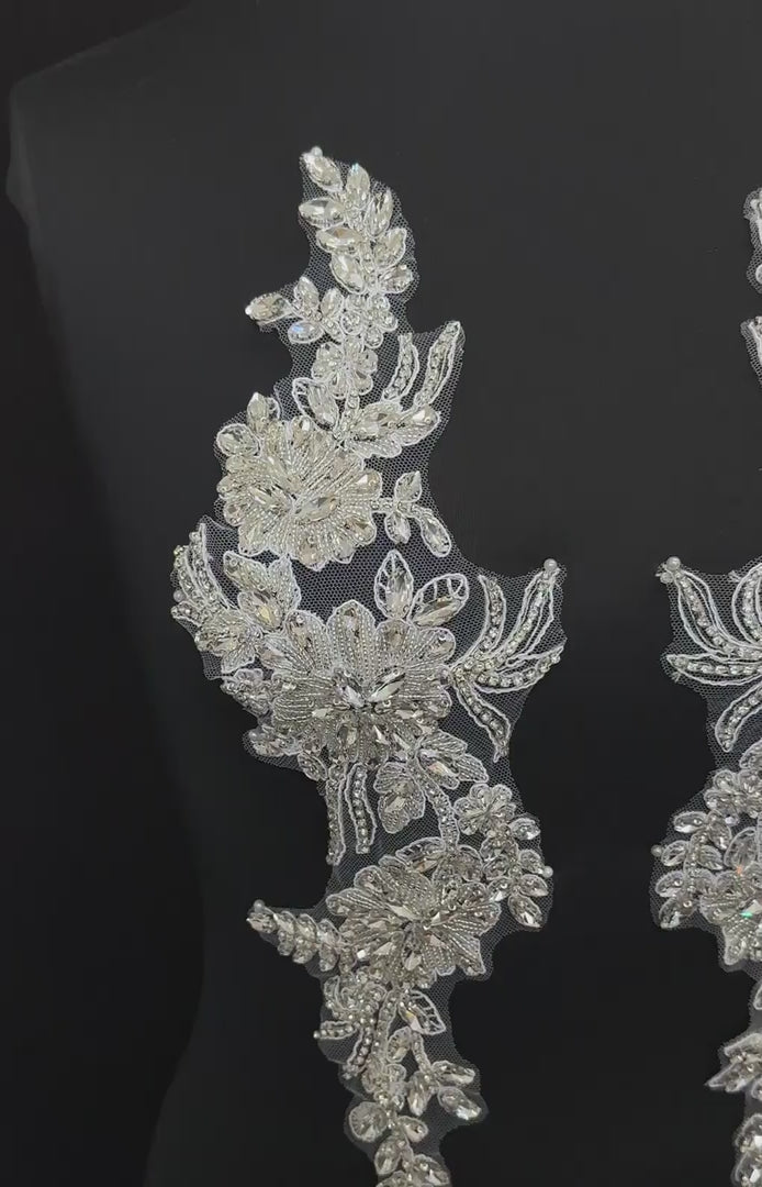 Trinity Silver Rhinestone Applique, Silver Rhinestones Applique, Embellished Clothing, Rhinestone Applications, Rhinestone Embroidery, Rhinestone Patch, Dress Patch, Rhinestones for Dress