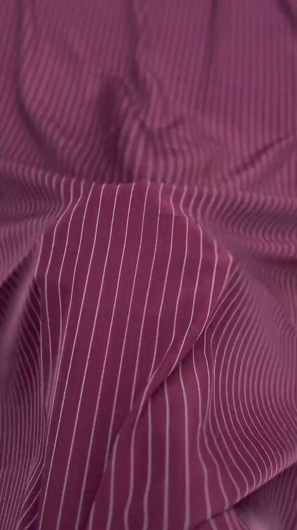 Burgundy Tailored Pin Stripe Suiting, pin stripe suiting, pinstripe suiting fabric, suiting fabric, stripe suiting fabric, tailored fabric, mens suiting fabric, womens suiting fabric