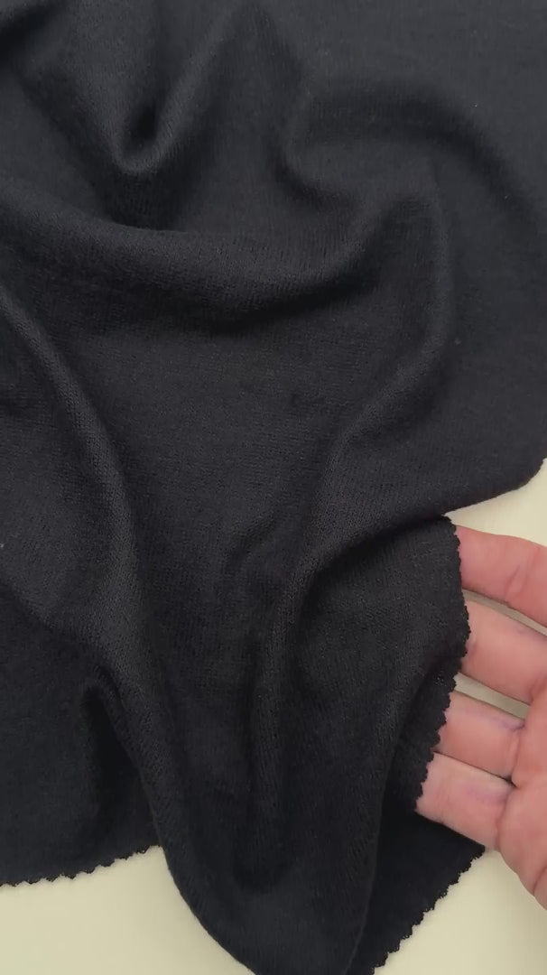 Black Buttery Spandex Faux Cashmere Knit, Synthetic Cashmere Knit, Soft Sweater Knit Fabric, Cozy Faux Cashmere, Cashmere Feel Fabric, Winter Knit Material, Plush Knit Textile