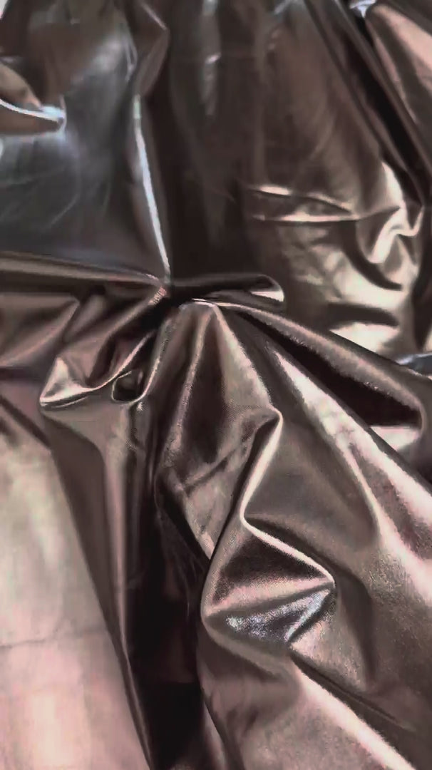 Bronze Havana Foiled Spandex, Foiled Spandex Fabric, Metallic Spandex Fabric, Shiny Spandex Fabric, Foil Stretch Fabric, Shimmer Fabric, Hologram Spandex