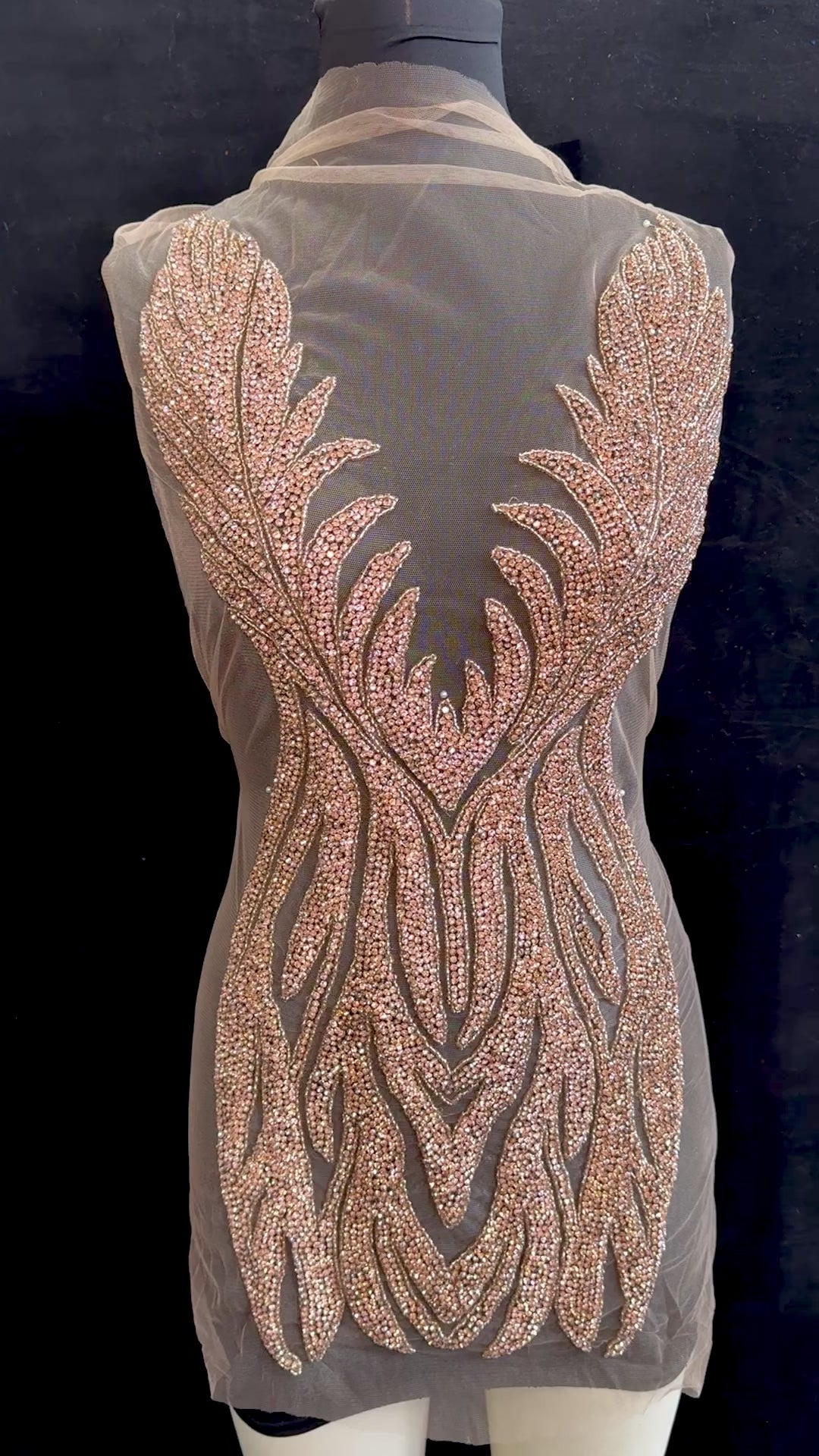 Amanda rose gold Rhinestone Bodice Applique, rose gold rhinestone, dark gold rhinestone, light gold rhinestone