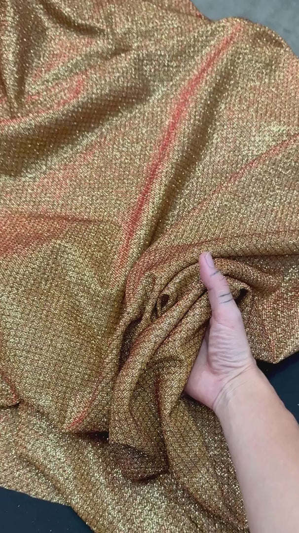 Antique Gold Crackle Shimmery Lurex, Glittery Fabric, Stretch Metallic Lurex, Sparkle Fabric, Lurex Fabric for Sale, All Way Stretch Lurex, Lurex for Leggings