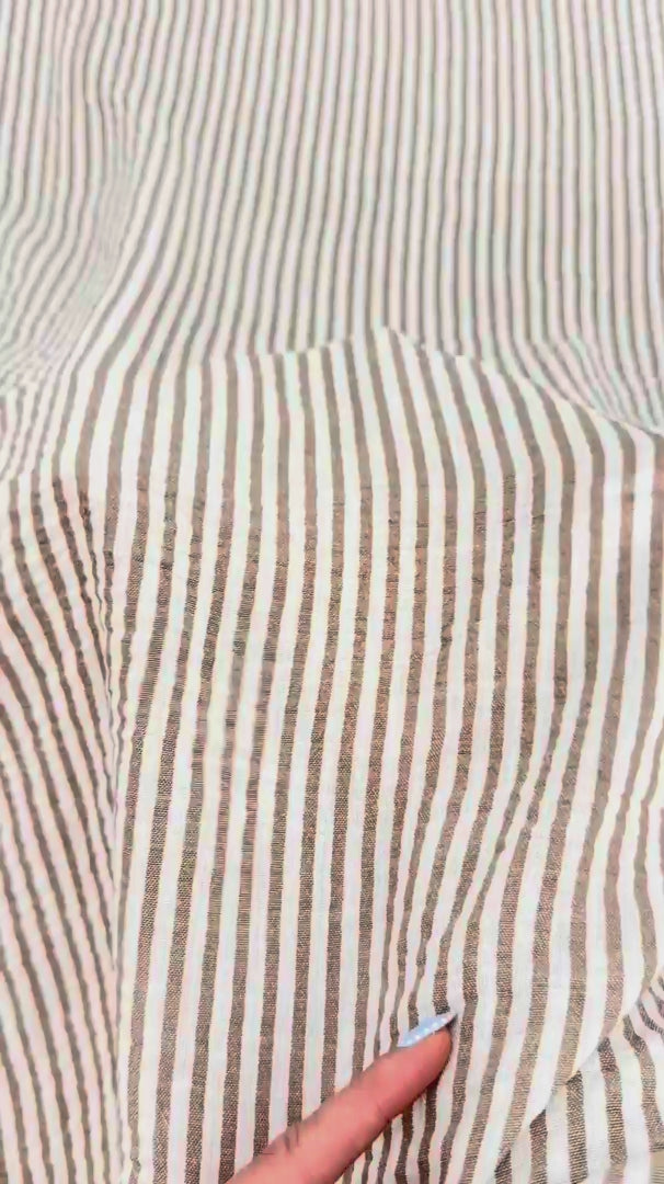 Tan Coastal Linen Look Stripe Fabric, Coastal Stripe Fabric, Linen Blend Fabric, Summer Stripe Fabric, Lightweight Linen Fabric, Beach House Fabric, Farmhouse Stripe Fabric