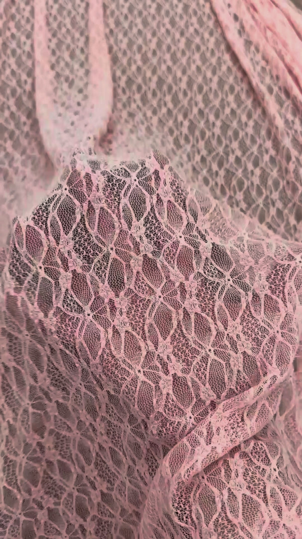 Dusty Rose Whisper Vine Stretch Chantilly Lace Mesh, Chantilly Lace Mesh, Vine Lace Fabric, Stretch Lace Fabric, Floral Lace Mesh, Sheer Lace Fabric, Botanical Lace Fabric