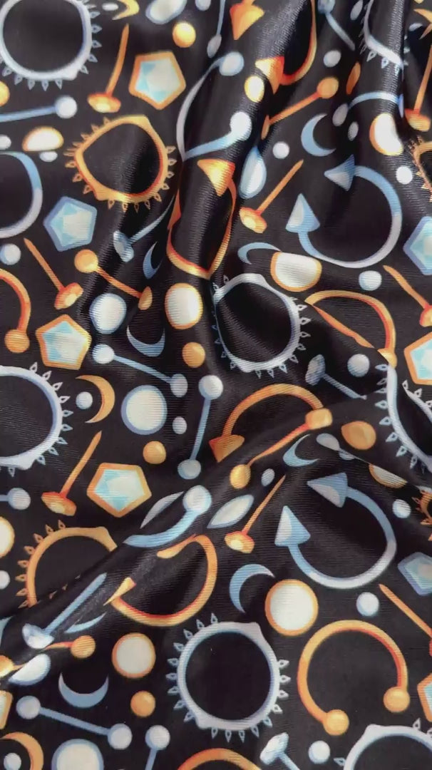 Black Abstract Piercing Print Nylon Spandex, Nylon Spandex Print, Printed Spandex Fabric, Stretch Print Fabric, Printed Stretch Fabric, Spandex Print Fabric, Printed Fabric Stretch