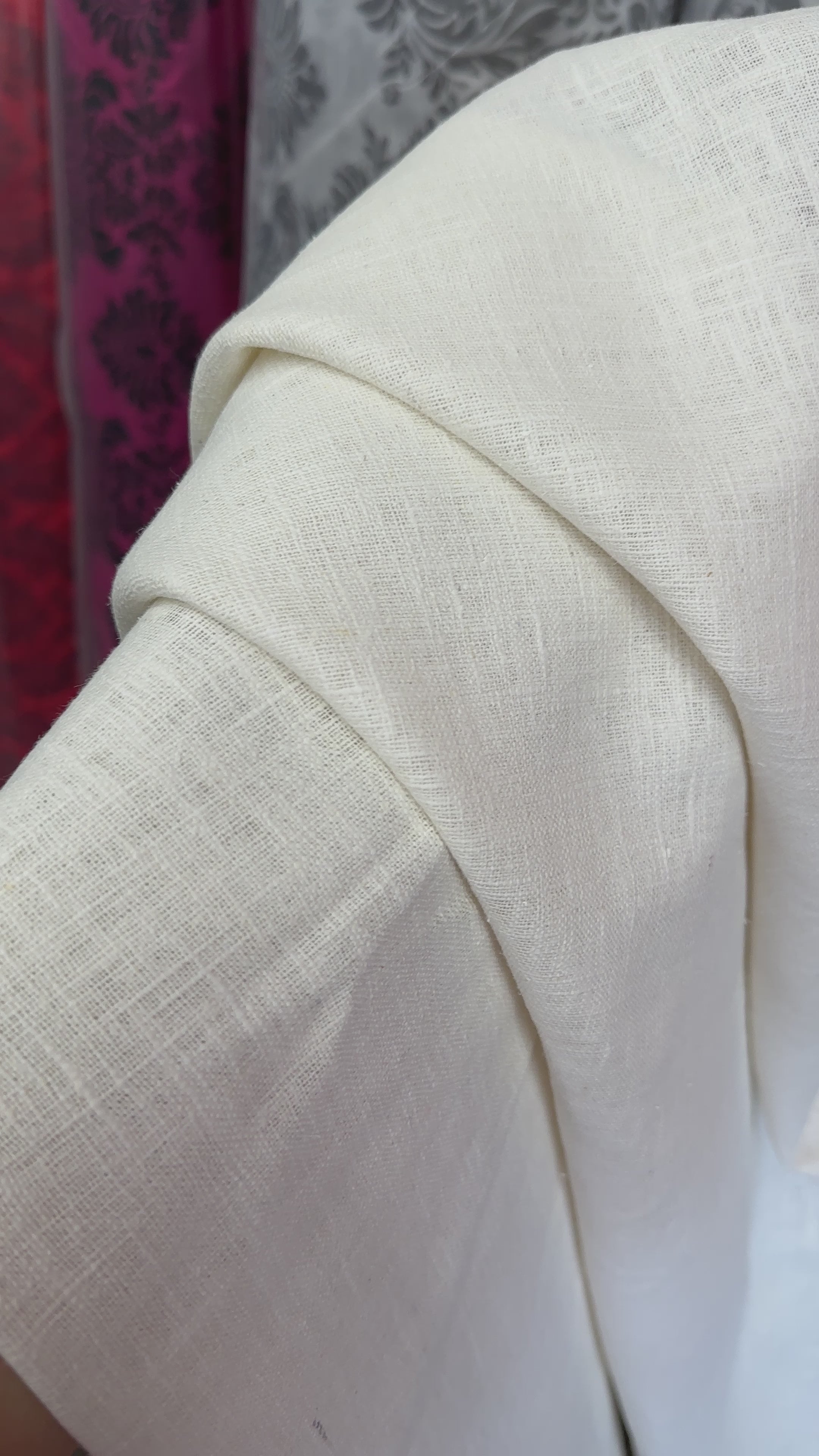 Eggshell Natural Linen, white linen, off white linen, textured linen, linen for woman, linen for shirts, linen for chair cover, premium linen, linen in low price, kikitextile linen