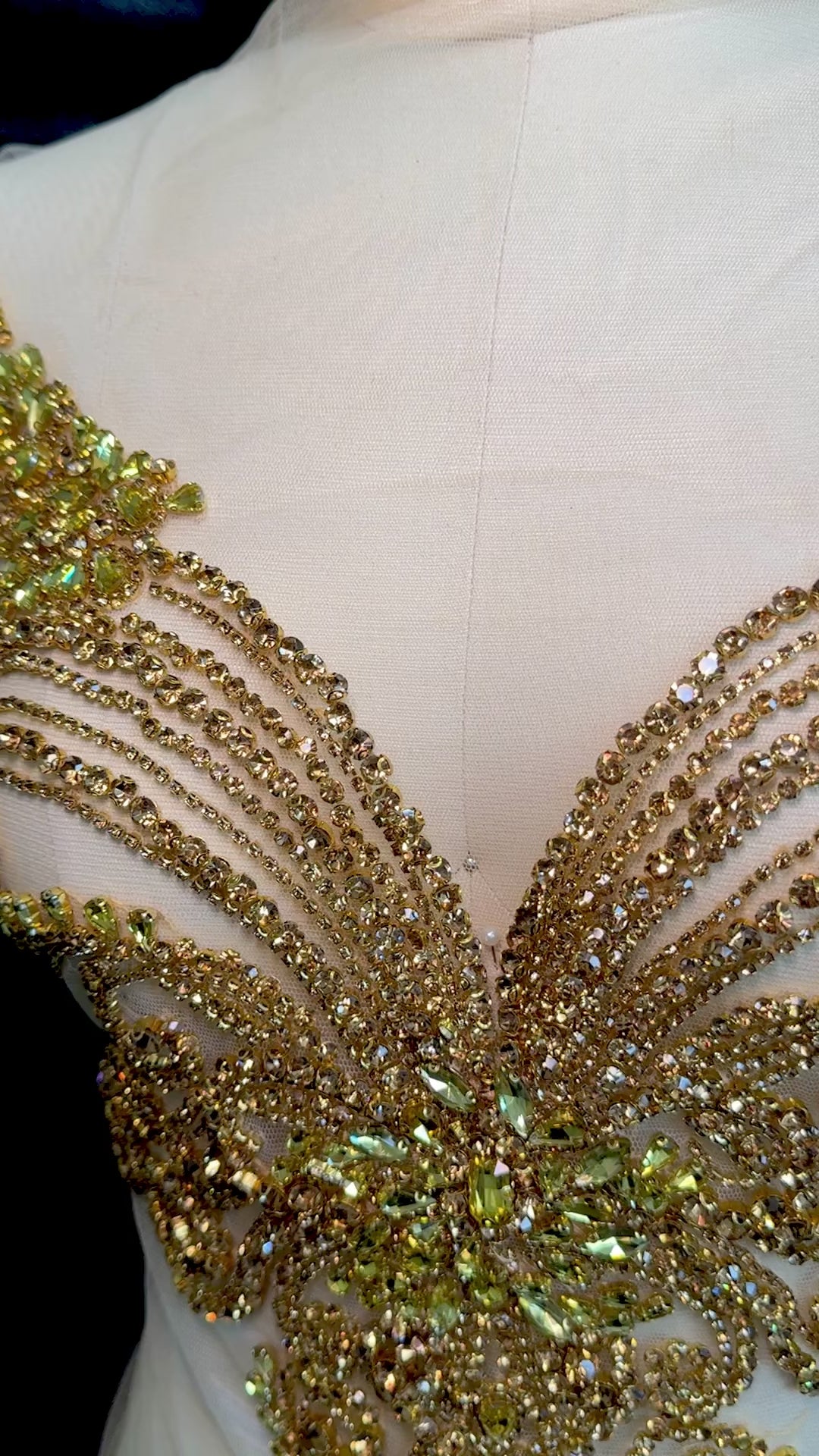 amy gold iridescent Bodice Applique, dusty gold rhinestone, gold rhinestone, light gold rhinestone