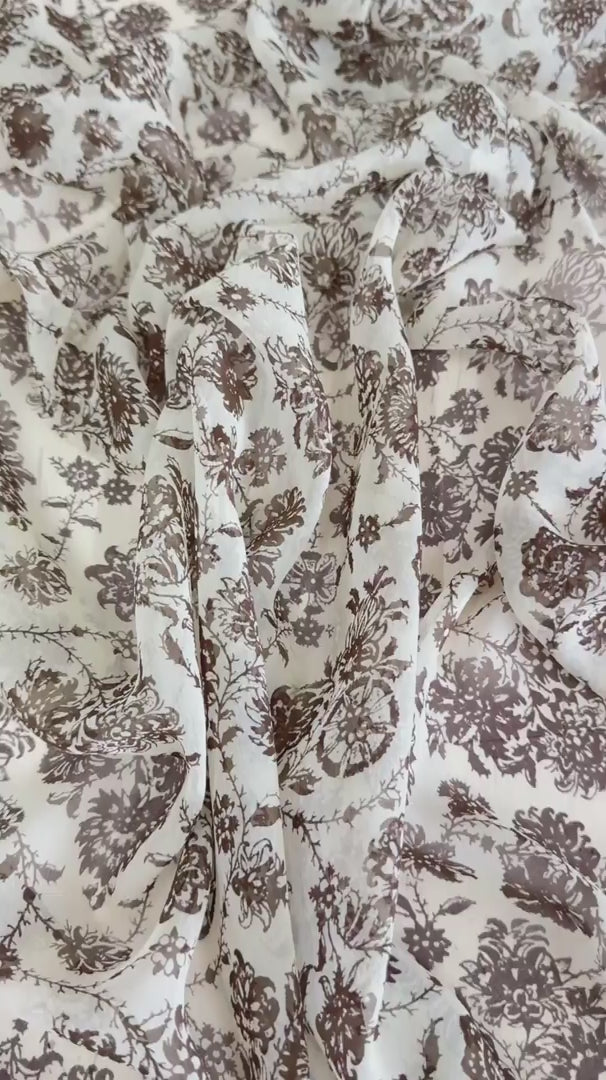 Antique Garden Silk Chiffon, Silk Chiffon Fabric, Pure Silk Chiffon, Luxury Silk Fabric, Lightweight Silk Fabric, Sheer Silk Fabric, Designer Silk Fabric, High End Silk Fabric