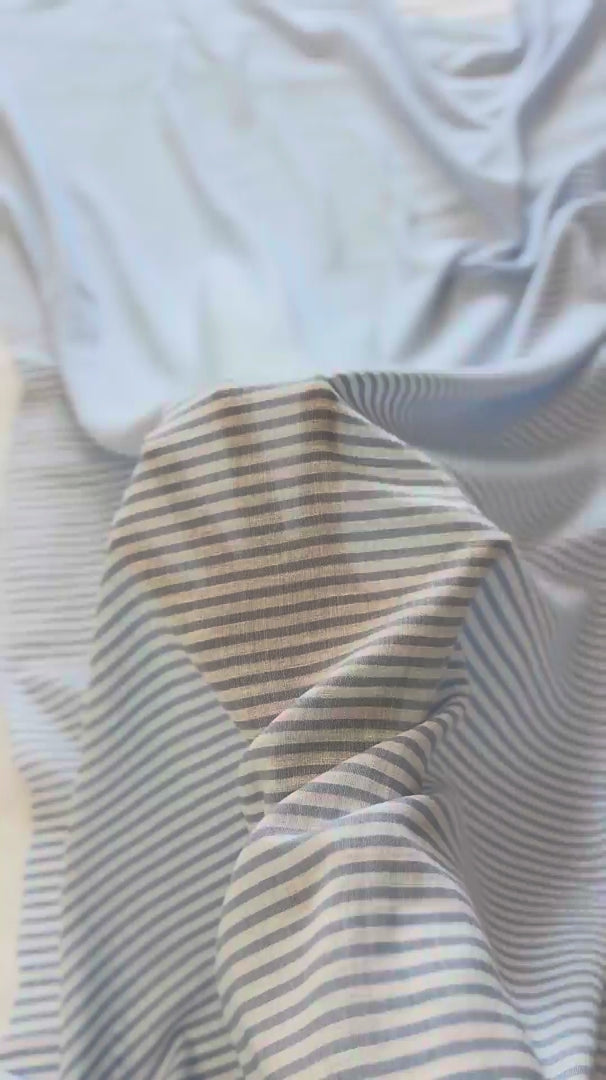 Blue Coastal Linen Look Stripe Fabric, Coastal Stripe Fabric, Linen Blend Fabric, Summer Stripe Fabric, Lightweight Linen Fabric, Beach House Fabric, Farmhouse Stripe Fabric