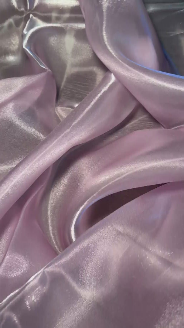 Baby Pink Liquid Shimmery Organza, Metallic Organza Fabric, Shiny Organza Cloth, Sheer Shimmer Organza, Glossy Organza Textile, Luxury Organza Fabric, Lightweight Shimmer Fabric