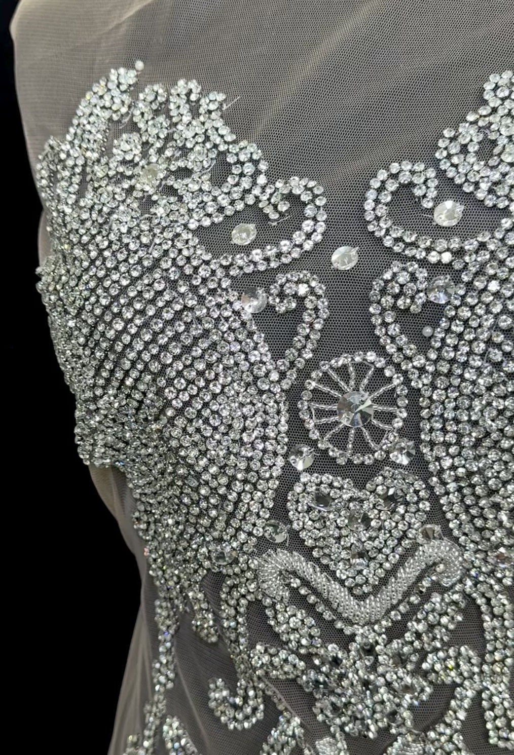 Lauren Silver Rhinestone Bodice Applique, silver rhinestone, dark silver rhinestone, light silver rhinestone, 