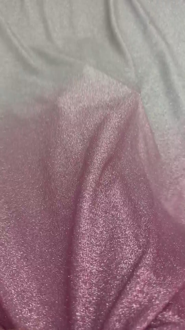 Pink Ombre Stretch Metallic Lurex, Glittery Fabric, Stretch Metallic Lurex, Sparkle Fabric, Lurex Fabric for Sale, All Way Stretch Lurex, Lurex for Leggings