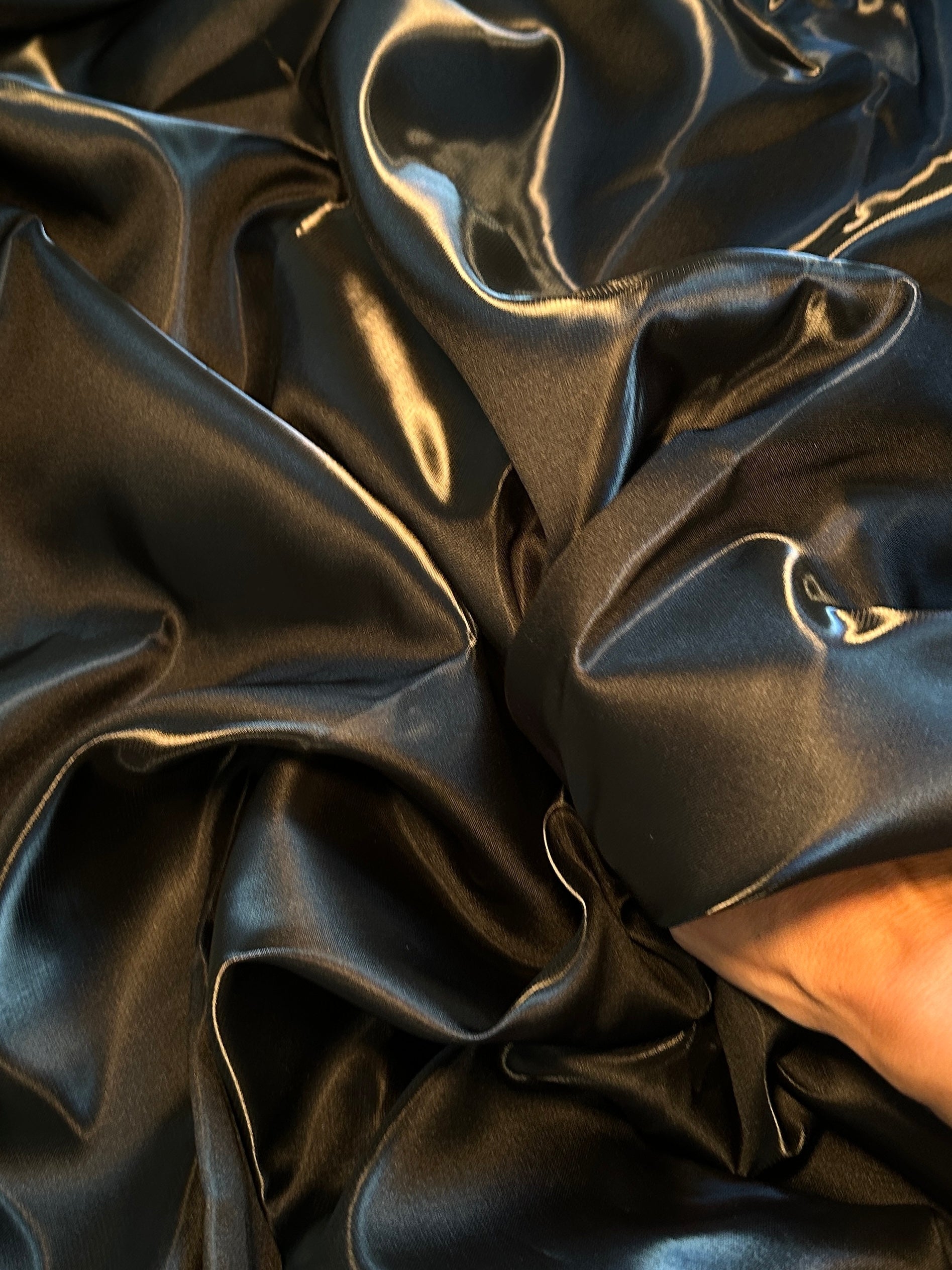 Black Liquid Bridal Satin, Fabric Store, Sewing Store, Cheap Fabric Store, Kiki Textiles, Textile by the Yard
