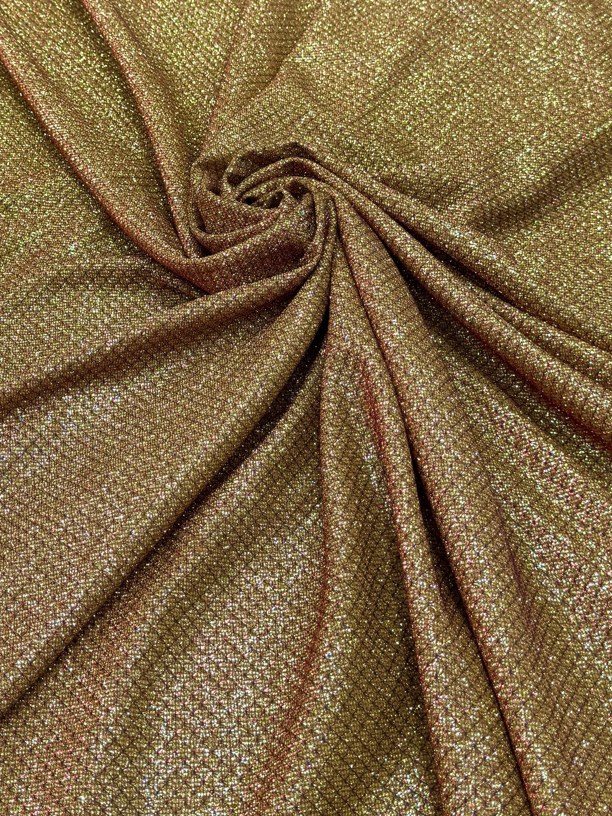 Antique Gold Crackle Shimmery Lurex, Glittery Fabric, Stretch Metallic Lurex, Sparkle Fabric, Lurex Fabric for Sale, All Way Stretch Lurex, Lurex for Leggings