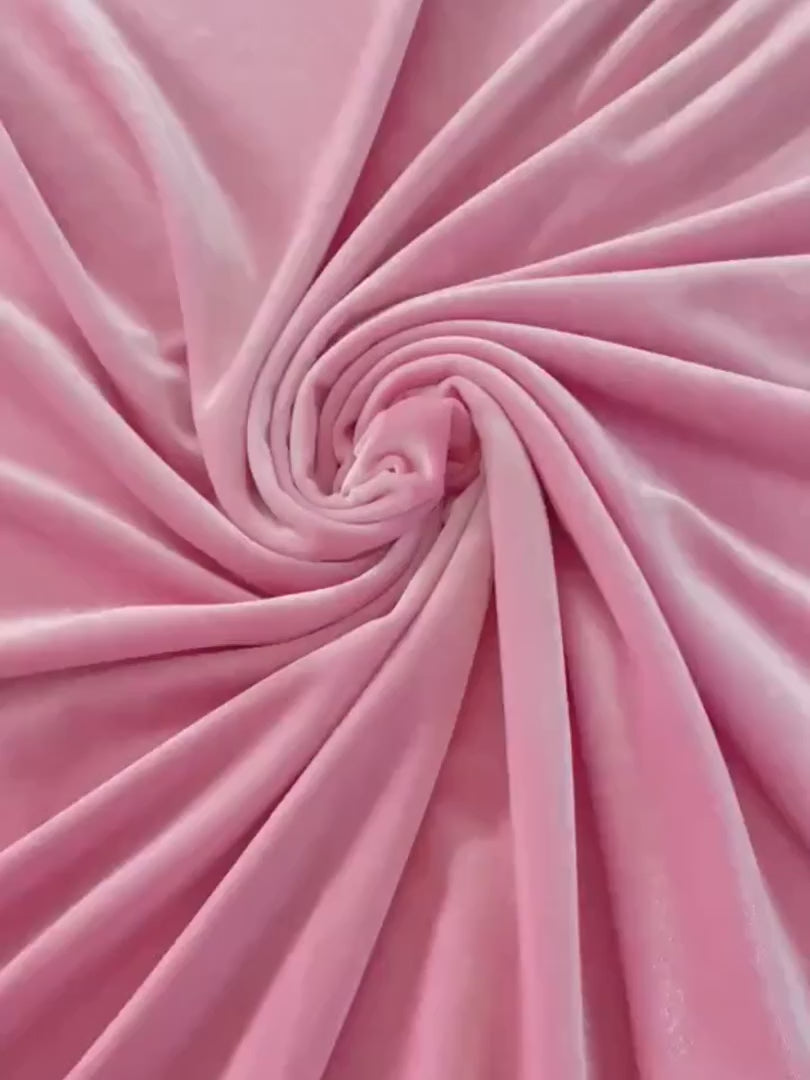 Princess Pink Stretch Velvet, Princess pink velvet fabric, 4 way stretch velvet fabric, solid velvet fabric, velvet fabric for clothing, fabric store, velvet cheap, stretch velvet on sale, pink velvet fabric