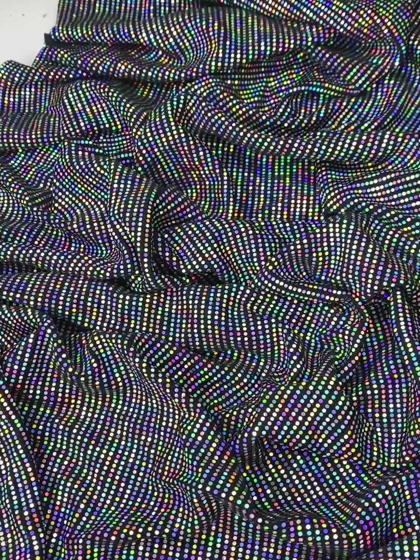 rainbow spandex fabric, hologram fabric, hologram spandex knit, hologram sequin fabric, flat mirror sequin fabric, rainbow sequin fabric stretch, rainbow sequins spandex material, disco ball fabric, fabric for swimwear, costume wear spandex fabric, cosplay stretch fabric, 4 way stretch sequin fabric, multicolor mirror sequin fabric, multicolor hologram knit