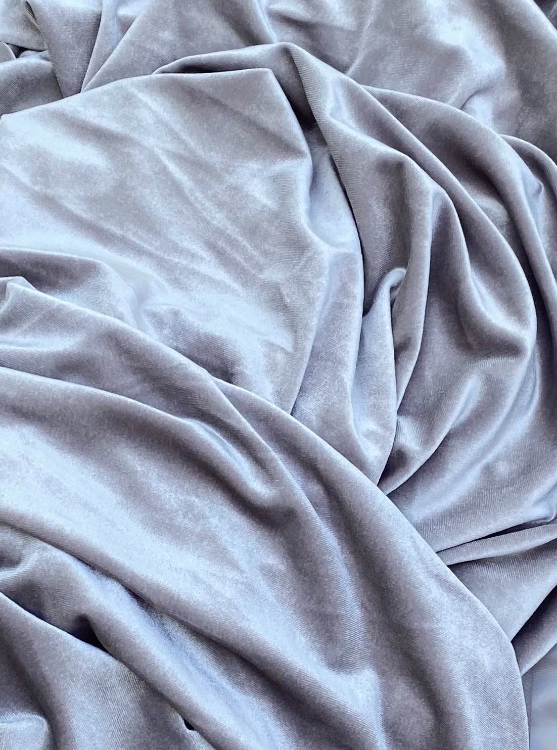 Feather gray stretch velvet, gray stretch velvet for gown, stretch velvet for wedding, stretch pure velvet, gray stretch velvet for brides, silver stretch fancy velvet, velvet for dress, stretch expensive velvet