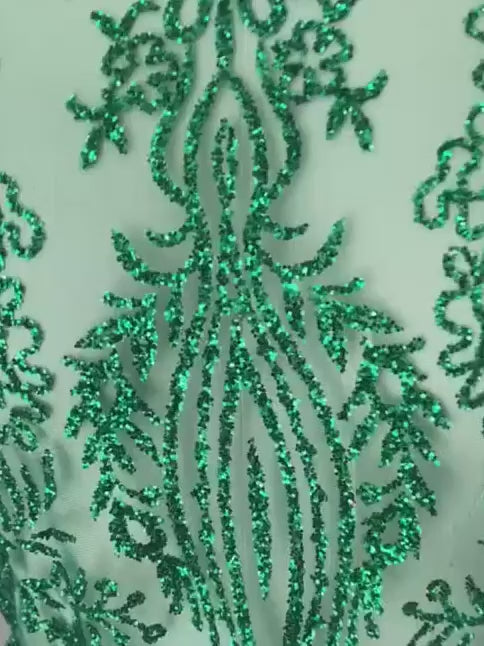 Emerald Green Glittery Lace