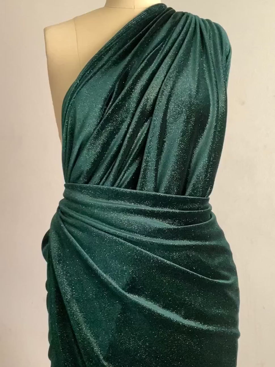 Shiny 5mm Sequin On A 2 Way Stretch Velvet (1 Yard, Hunter Green) main image 0