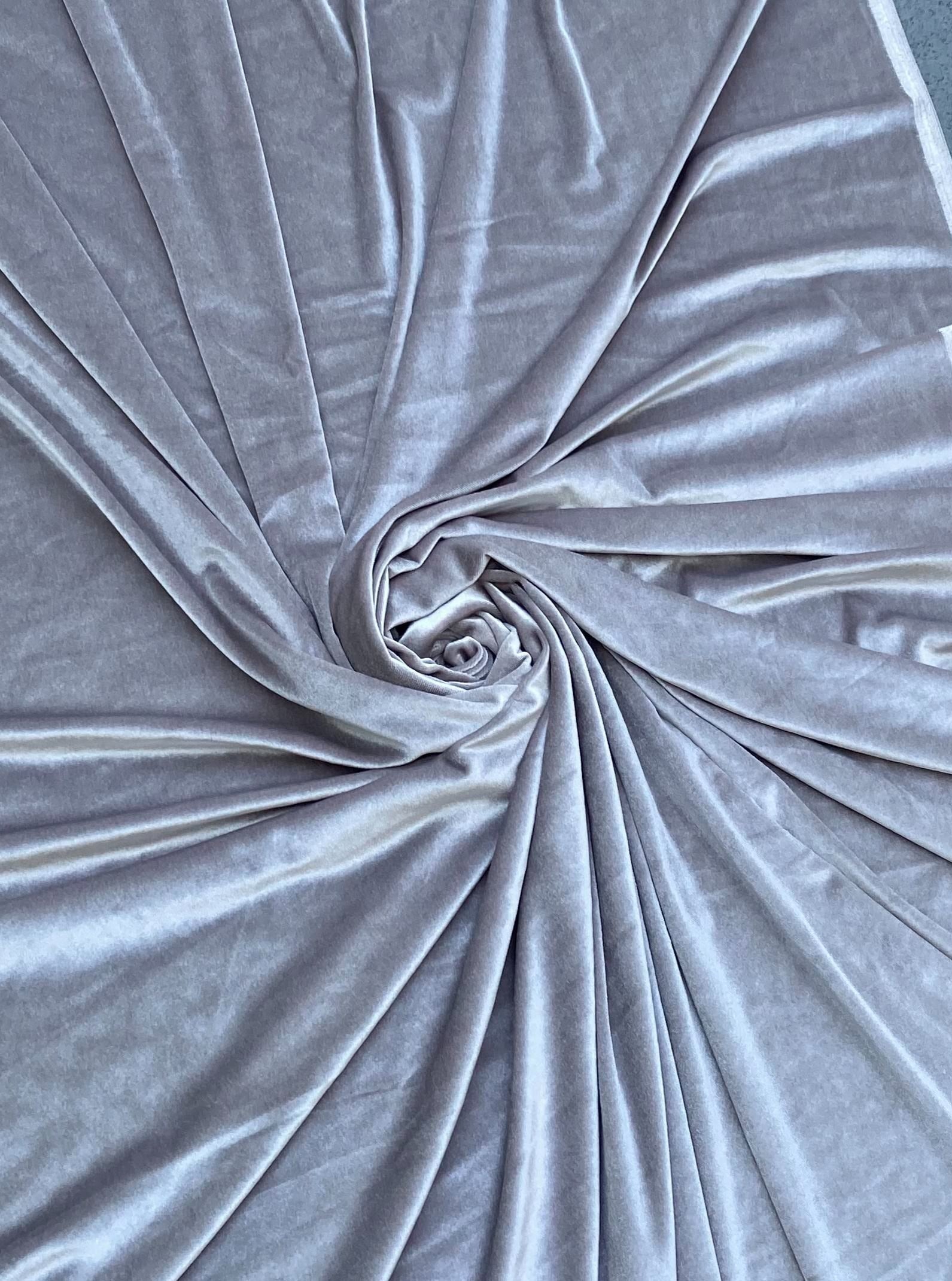 Feather gray stretch velvet, gray stretch velvet for gown, stretch velvet for wedding, stretch pure velvet, gray stretch velvet for brides, silver stretch fancy velvet, velvet for dress, stretch expensive velvet