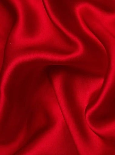 Bright Red Colour Plain Satin Fabric