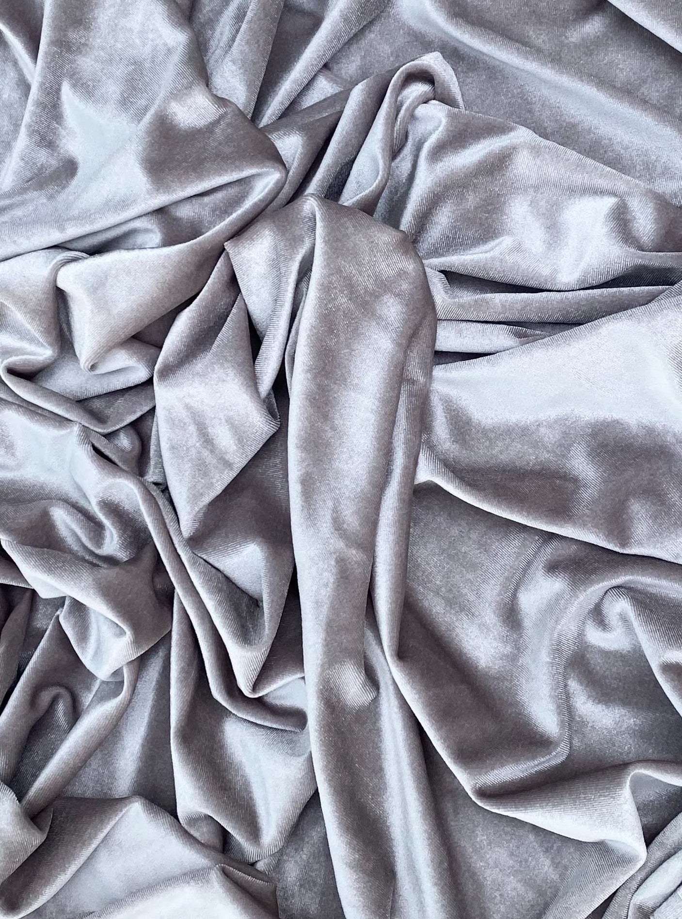 Feather gray stretch velvet, gray stretch velvet for gown, stretch velvet for wedding, stretch pure velvet, gray stretch velvet for brides, silver stretch fancy velvet, velvet for dress, stretch expensive velvet