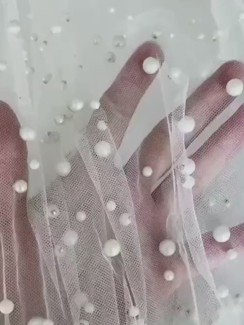 Bright White Pearl Tulle – KikiTextiles