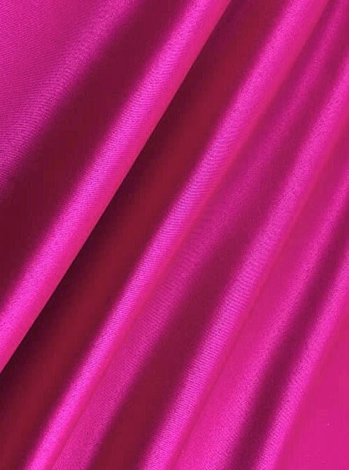 Fuchsia Duchesse Satin Fabric, Hot Pink Bridal Shiny Satin by yard, Pink Heavy Satin Fabric for Wedding Dress, fuchsia color gown, pink satin, pink color fabric, satin for woman, premium satin, best quality satin, discounted satin, cheap satin, buy satin online